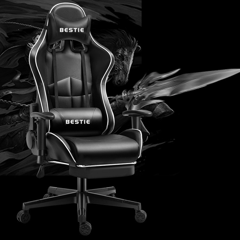 Kursi Gaming Ergonomis Merah Muda Dengan Kursi Putar Gaming Kantor Pijakan Kaki 1