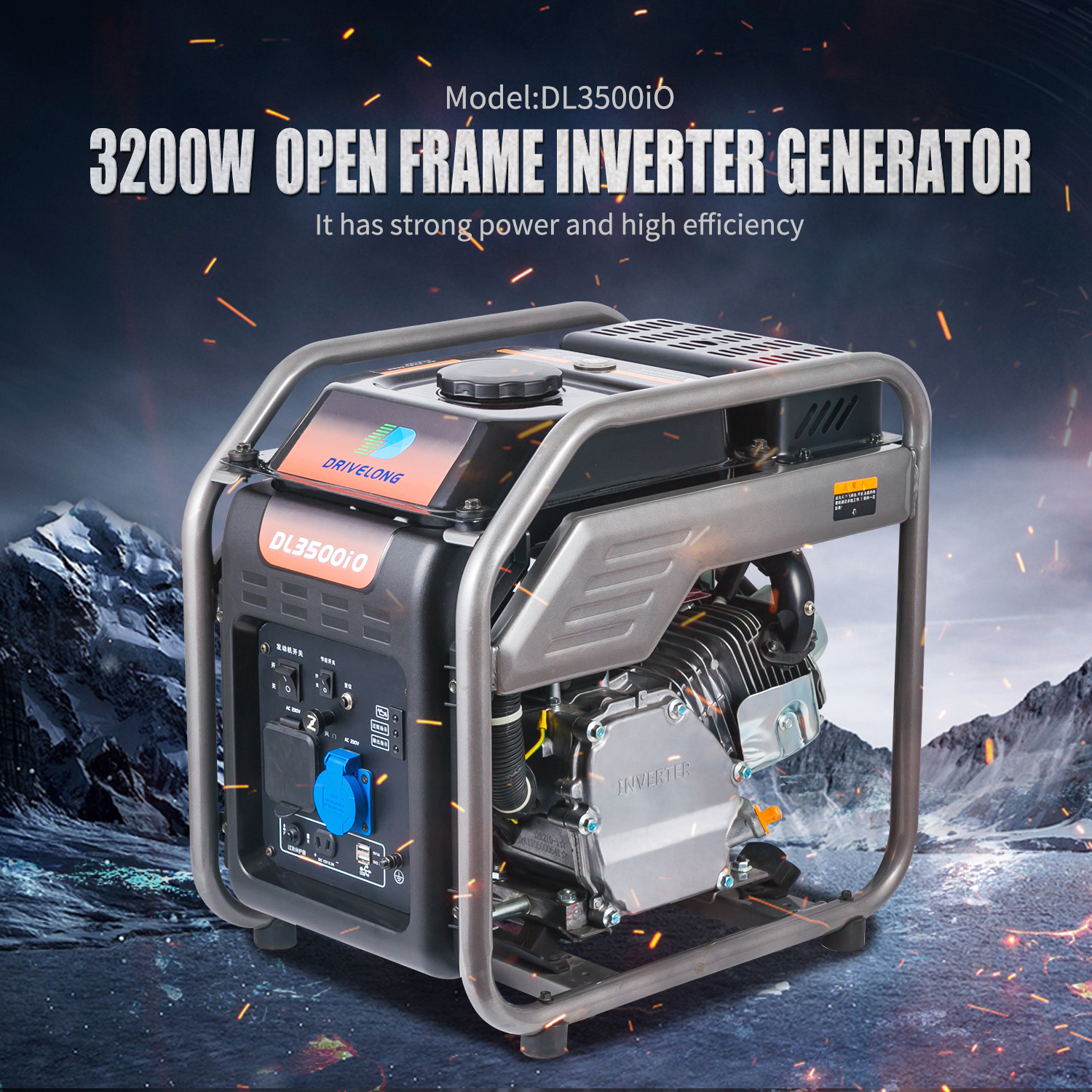 3000 watt kwiSigaba esinye esiphathwayo Ukukhempisha ukusetyenziswa kwepetroli yedijithali Ijenereyitha ephathekayo yepetroli 3