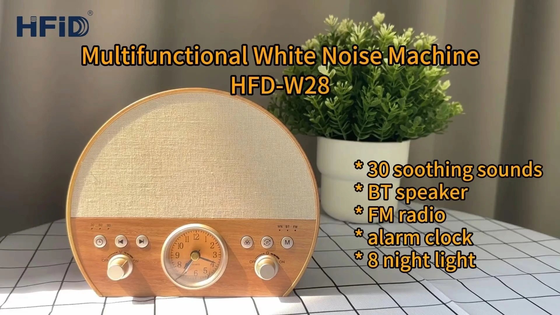 Machina Sonitus Albi Hi-FiD cum Radiophono FM et Lumine Expergiscendi, Oratore Bluetooth HFD-W28 1