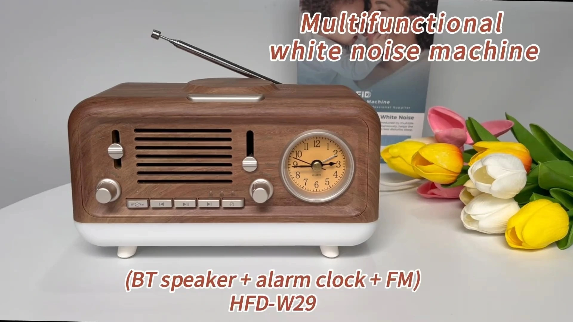 Mesin Hi-FiD White Noise dengan Pengecasan Wayarles Radio FM BT Speaker HFD-W29 1