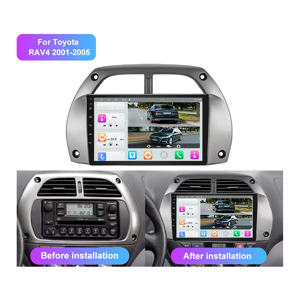 Jmance 9 Polegada sistema de áudio do carro 4g estéreo vídeo do carro 2 din android rádio carplay automático para toyota rav4 2001 - 2005 quadro 1