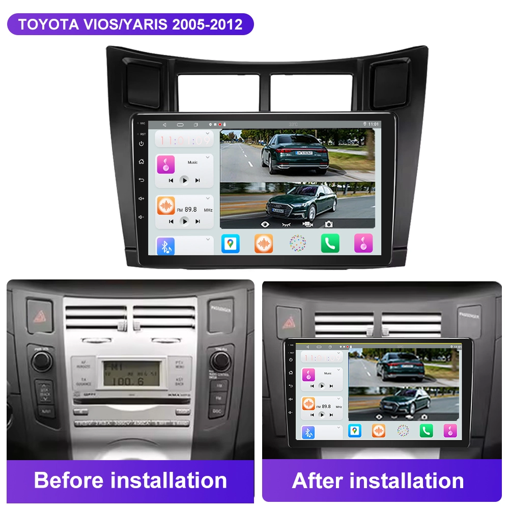 JYT 9 pulgadas 8 núcleos para Toyota Vios Yaris 2005 - 2012 marco 2 din audio coche android reproductor multimedia estéreo con cámara de grabación Dual 1