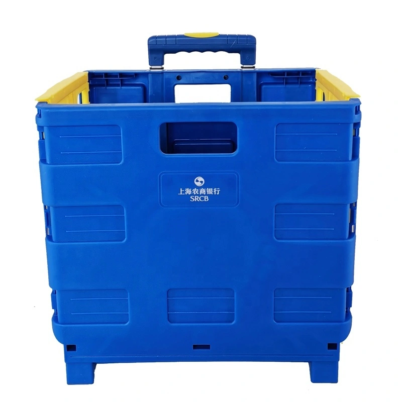 Custom Foldable Shopping Cart Popular Korean Plastic Folding Shopping Cart Trolley with Two Wheels NB ZHONGYI 6