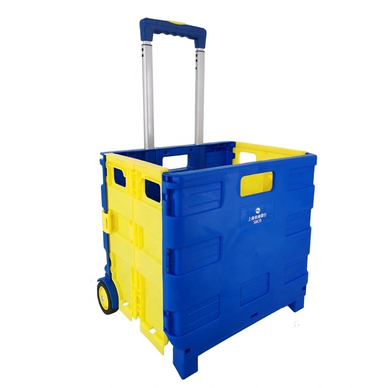 Custom Foldable Shopping Cart Popular Korean Plastic Folding Shopping Cart Trolley with Two Wheels NB ZHONGYI 7