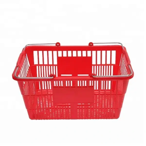 Cesta de compras Zhongyi, material de PE duradero, con asa y soporte, utilizada para compras y almacenamiento de comestibles （Rojo） 1