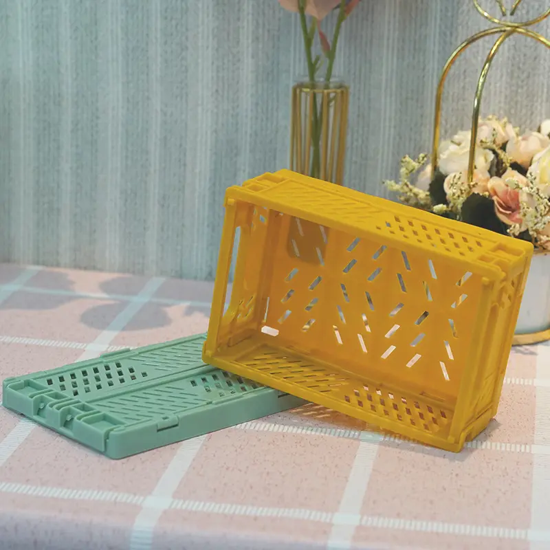 Folding Plastic Basket with Handles 270x170x21mm for Supermarket NB ZHONGYI 4