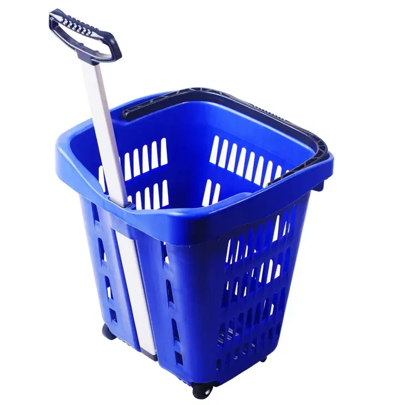 Zhongyi Kunststoff-Einkaufswagen, großer Supermarkt-Einkaufswagen, Einkaufswagen mit großer Kapazität, 465 x 345 x 405 mm (blau). 1