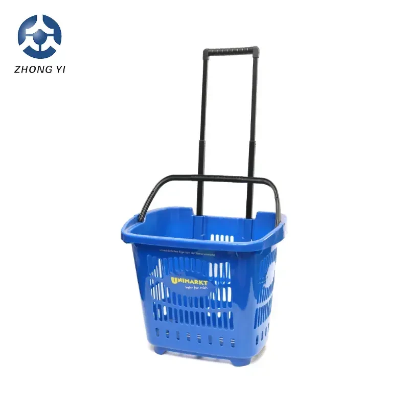Zhongyi carrinho de compras de plástico carrinho de compras de supermercado cesta de carrinho com rodas (azul) 455x320x255mm 1