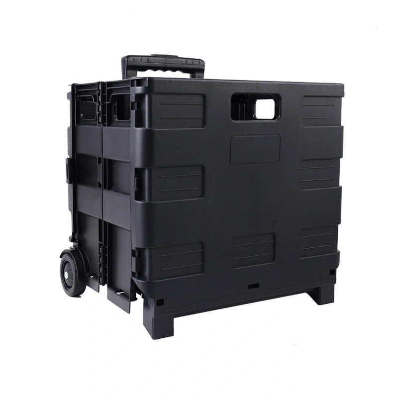 Zhongyi Chariot de courses pliable et fin, chariot utilitaire à 2 roues avec poignée télescopique – Capacité de charge supplémentaire, jusqu'à 40 lb, noir (petit) 1