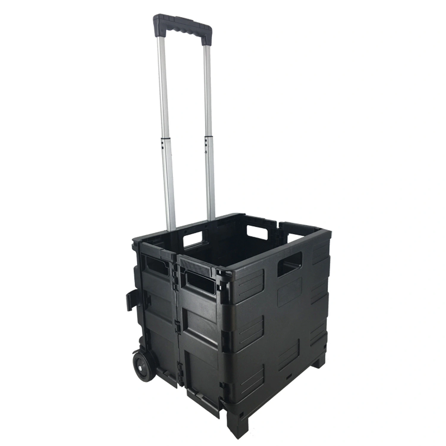 Zhongyi Carro utilitario plegable Carro plegable portátil con ruedas con mango telescópico de plástico resistente y duradero, plegable, 2 ruedas giratorias para viajes, compras, equipaje móvil, uso en oficina (negro) 1