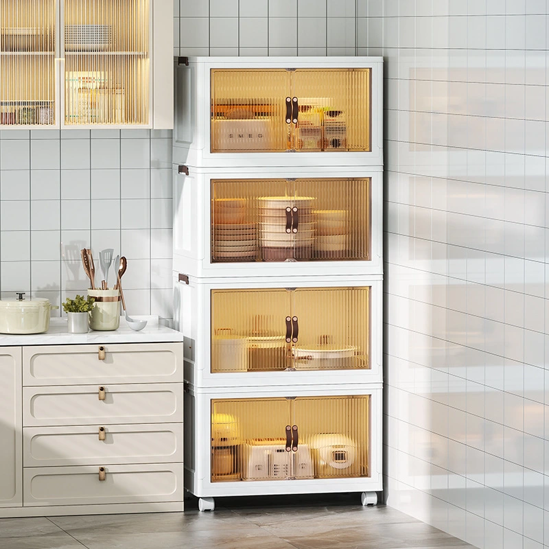 Zhongyi Installationsfreier, mehrschichtiger, zusammenklappbarer Aufbewahrungsschrank, Haushalts-Kunststoff-Kleiderschrank, Aufbewahrungsschrank, Snack-Aufbewahrungsschrank, Kleidungs-Aufbewahrungsbox 1