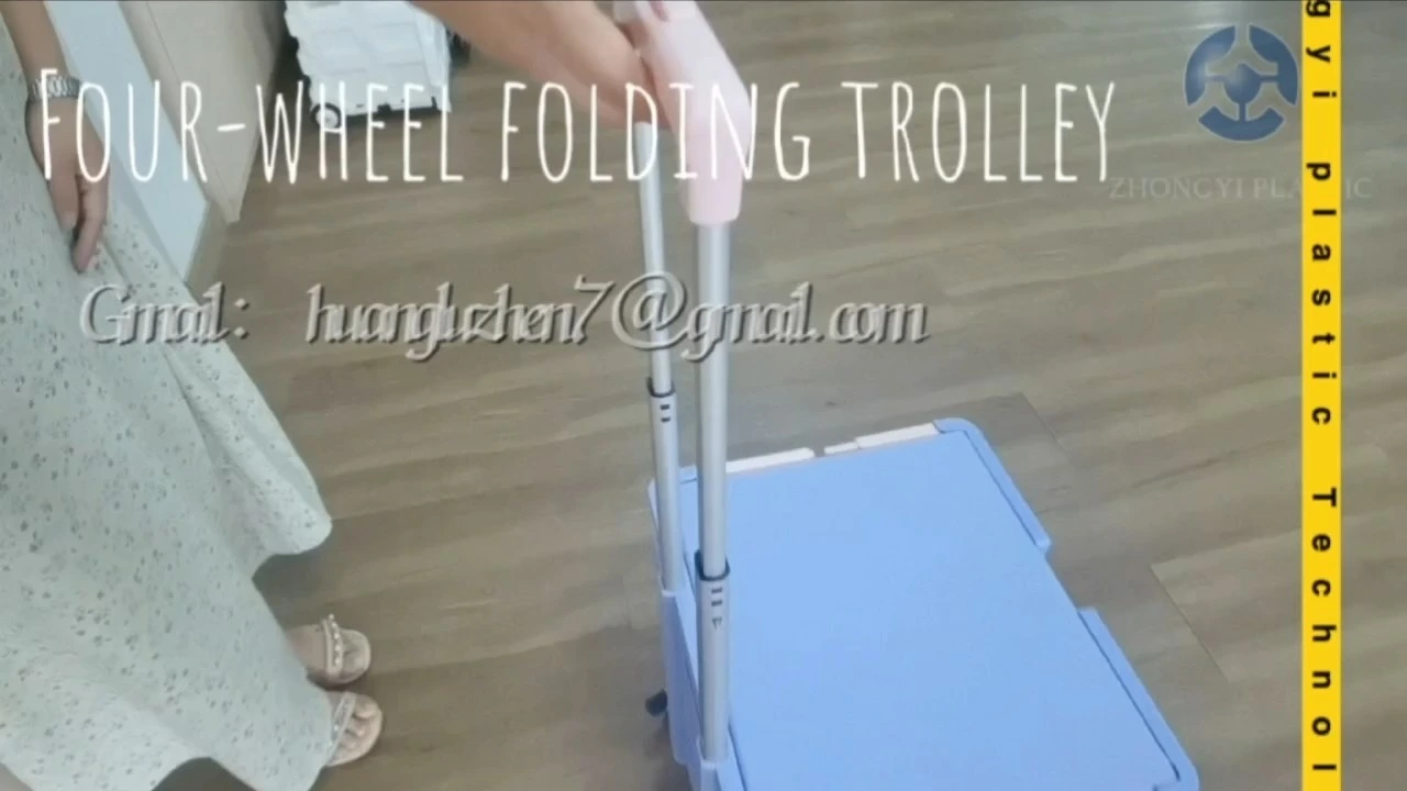 Zhongyi Foldable Cart with Stair Climbing Wheels, Collapsible Rolling Crate with Telescoping Handle, Handcart for Grocery Book File Tool Art Supplies 1
