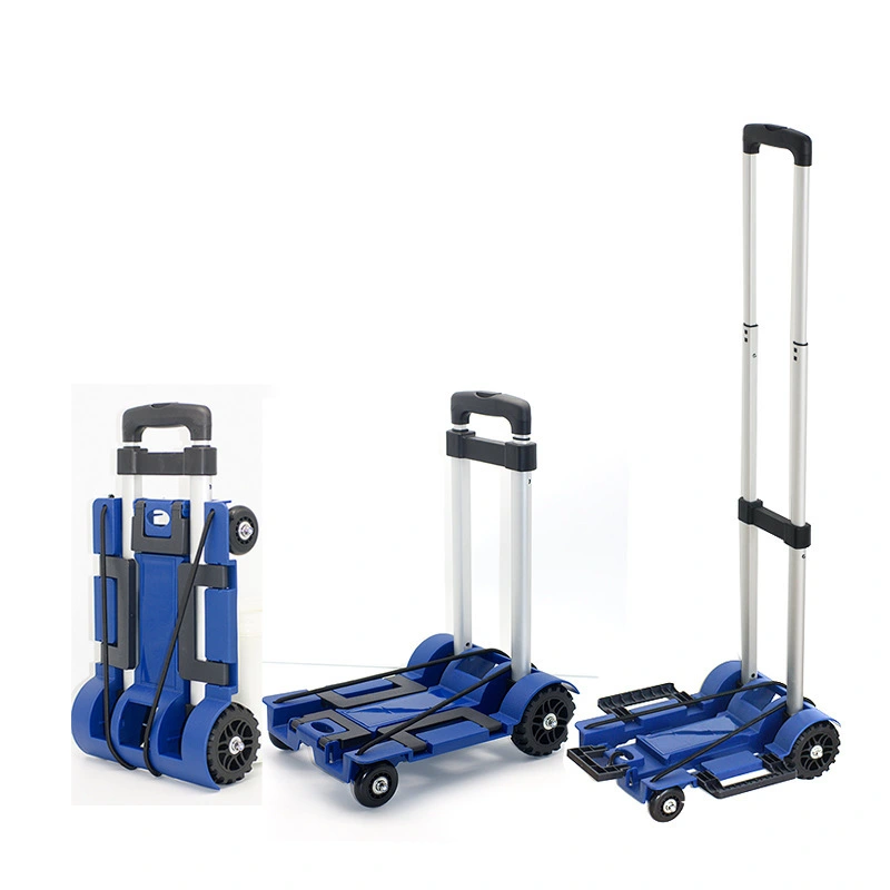 Zhongyi folding trolley, foldable trolley with 4 wheels, folding trolley with adjustable handle, suitable for moving, travel, shopping, office use, portable and compact（Blue） 1