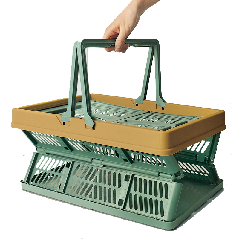 Cesta de compras plegable de plástico Zhongyi, caja de almacenamiento plegable con asa 450*310*250mm 1