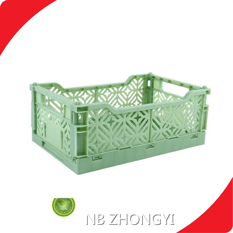Folding Plastic Basket with Handles 270x170x21mm for Supermarket NB ZHONGYI 1