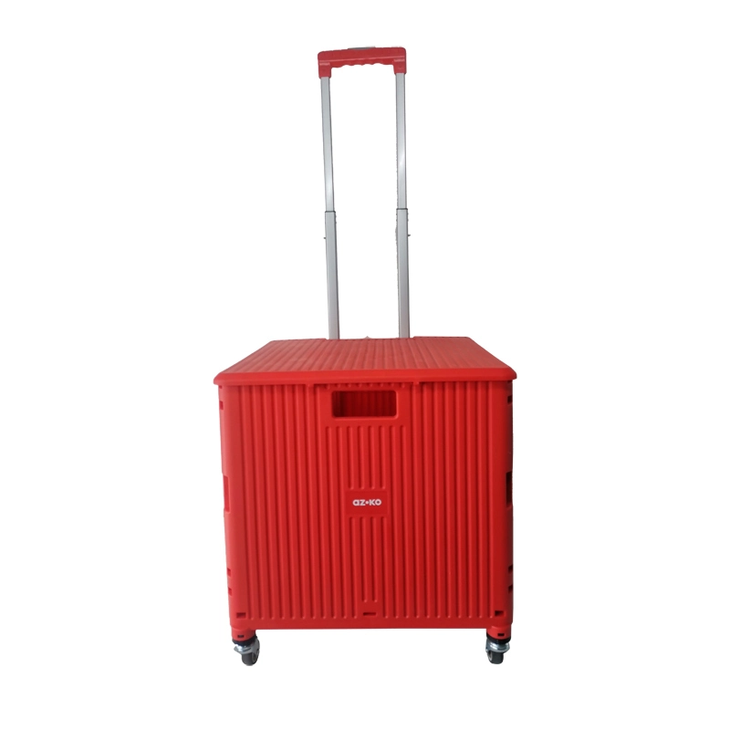 Large-sized sliding cover foldable plastic shopping cart, pullable cart with cover, wheeled storage cart with swivel wheels, UV printable version 1