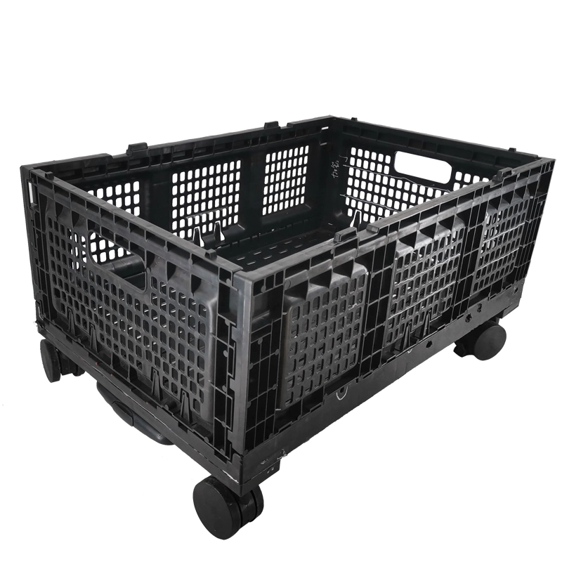 Foldable Fruit and Vegetable Basket with Wheels and Extendable Pull Handle 1