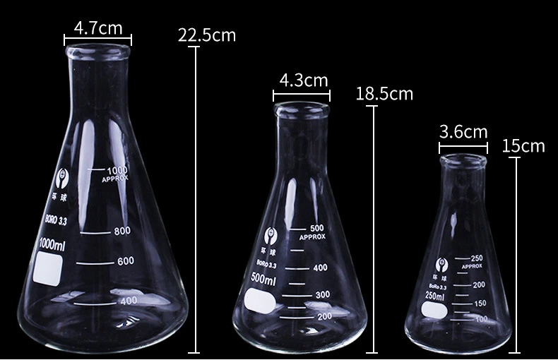 Matraz Erlenmeyer de Vidrio Borosilicato 50-1000ml 1