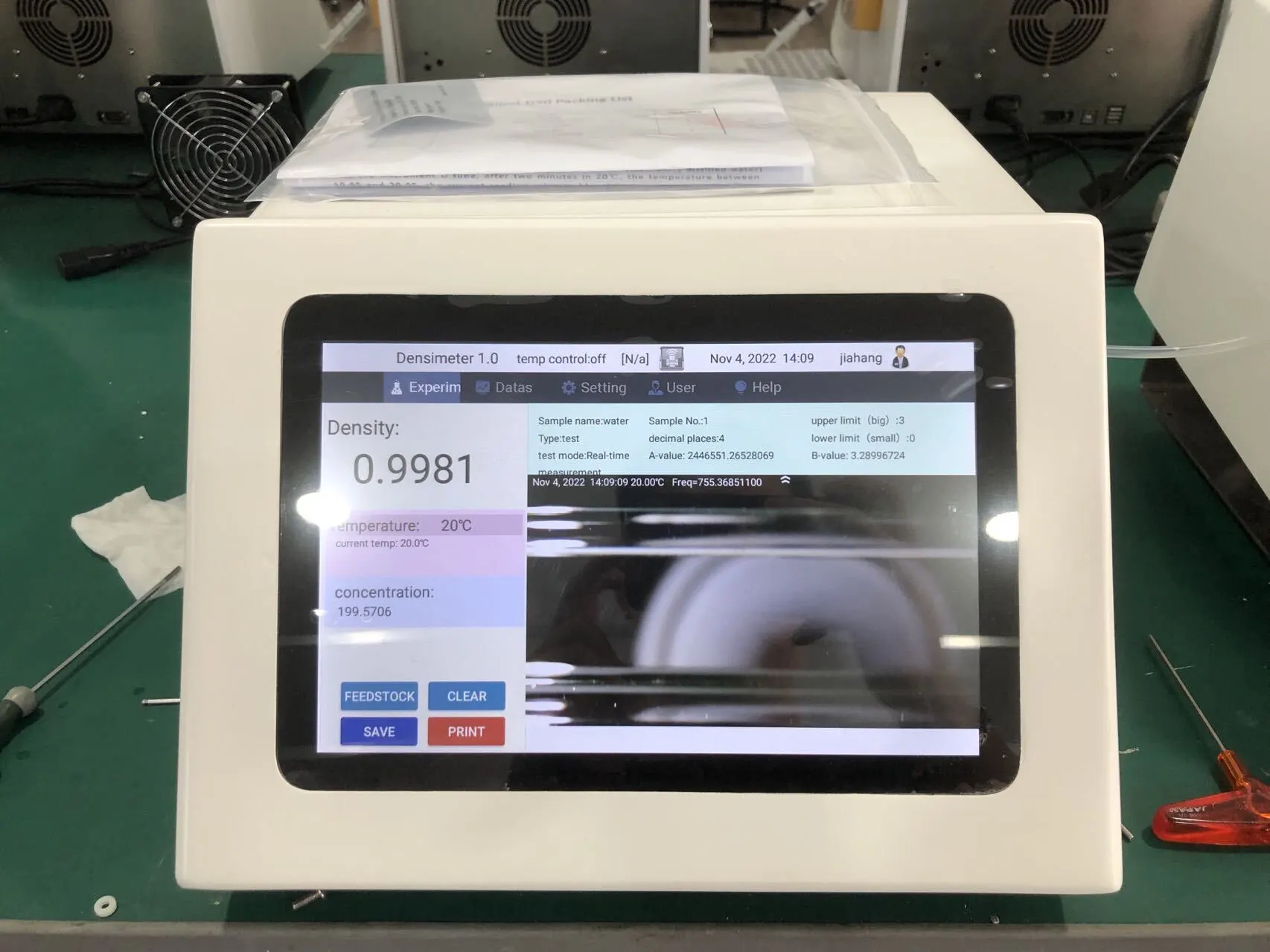 Oscillating U-tube liquid densitometer with video monitoring ASTM D4052 1