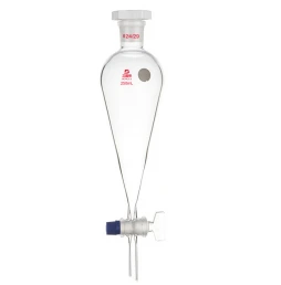 قمع فصل على شكل كمثرى مصنوع من زجاج PTFE ومكبس على شكل كمثرى 1