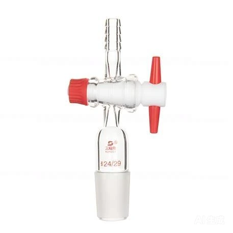 Lab Borosilicate Glass Joint Straight  Inlet Connection Adapter（PTFE piston） 1