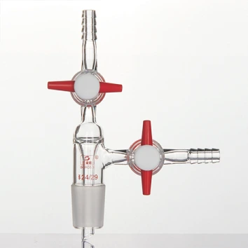 Lab Borosilicate Glass Joint  Adapter Three Way（two PTFE piston） 1