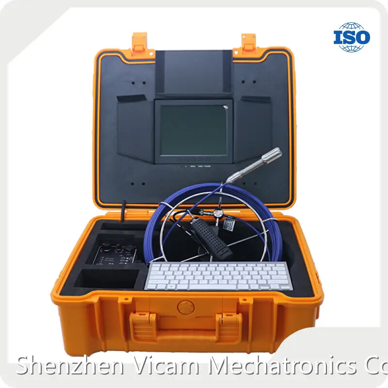 Caméra d'inspection portable couleur de 130 pieds pour canalisations d'égout, batterie Li-ion rechargeable 12 V 6 600 mA, écran LCD TFT de 8 pouces. Caméra d'inspection portable couleur de 130 pieds pour canalisations d'égout, Φ 23 x 53 mm. Entreprise 1