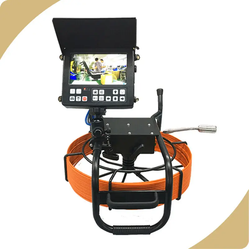 Plumbing Camera Φ7mm X 60m Fibreglass Rod Push Cable & Reel 8 Inch LCD IPS Screen 1