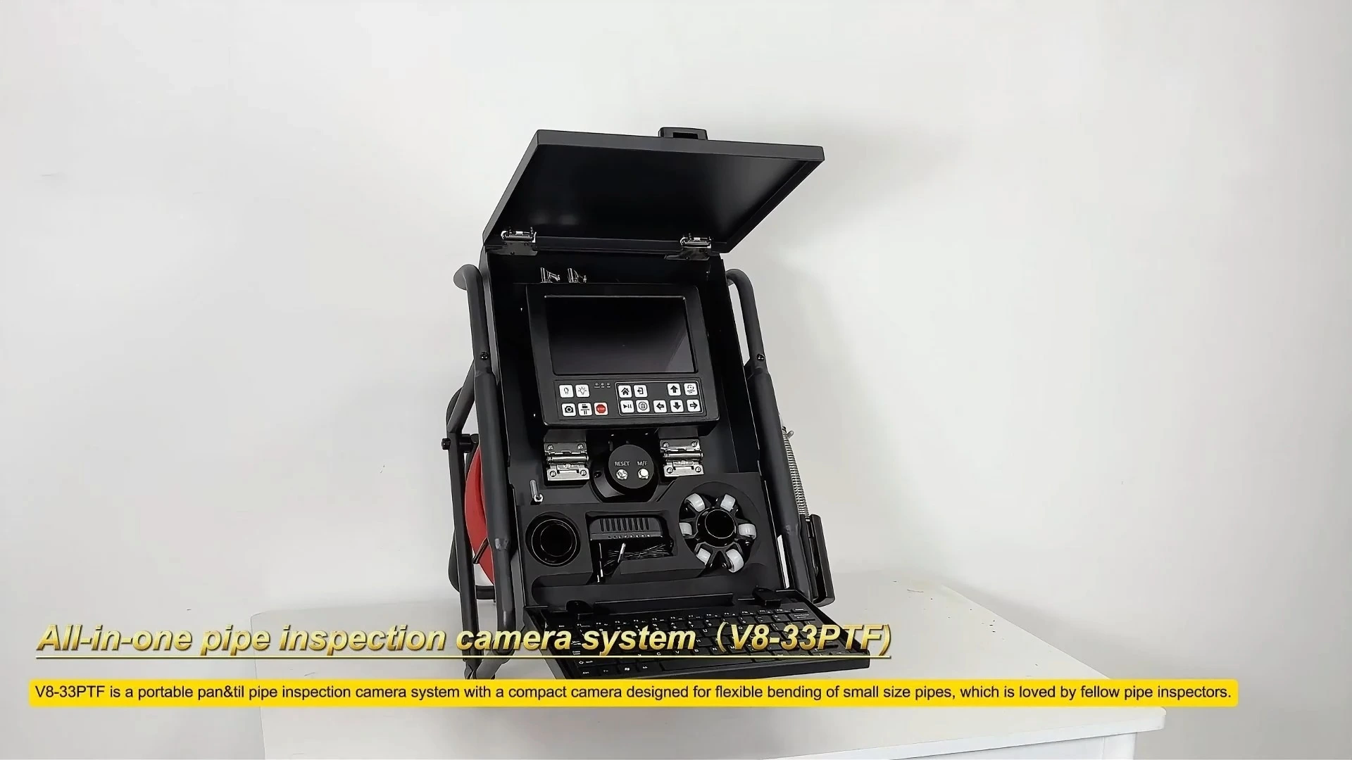 33mm AHD Pan Tilt Rotation Sewer Drain Pipe Camera with Manual Focus function. 1