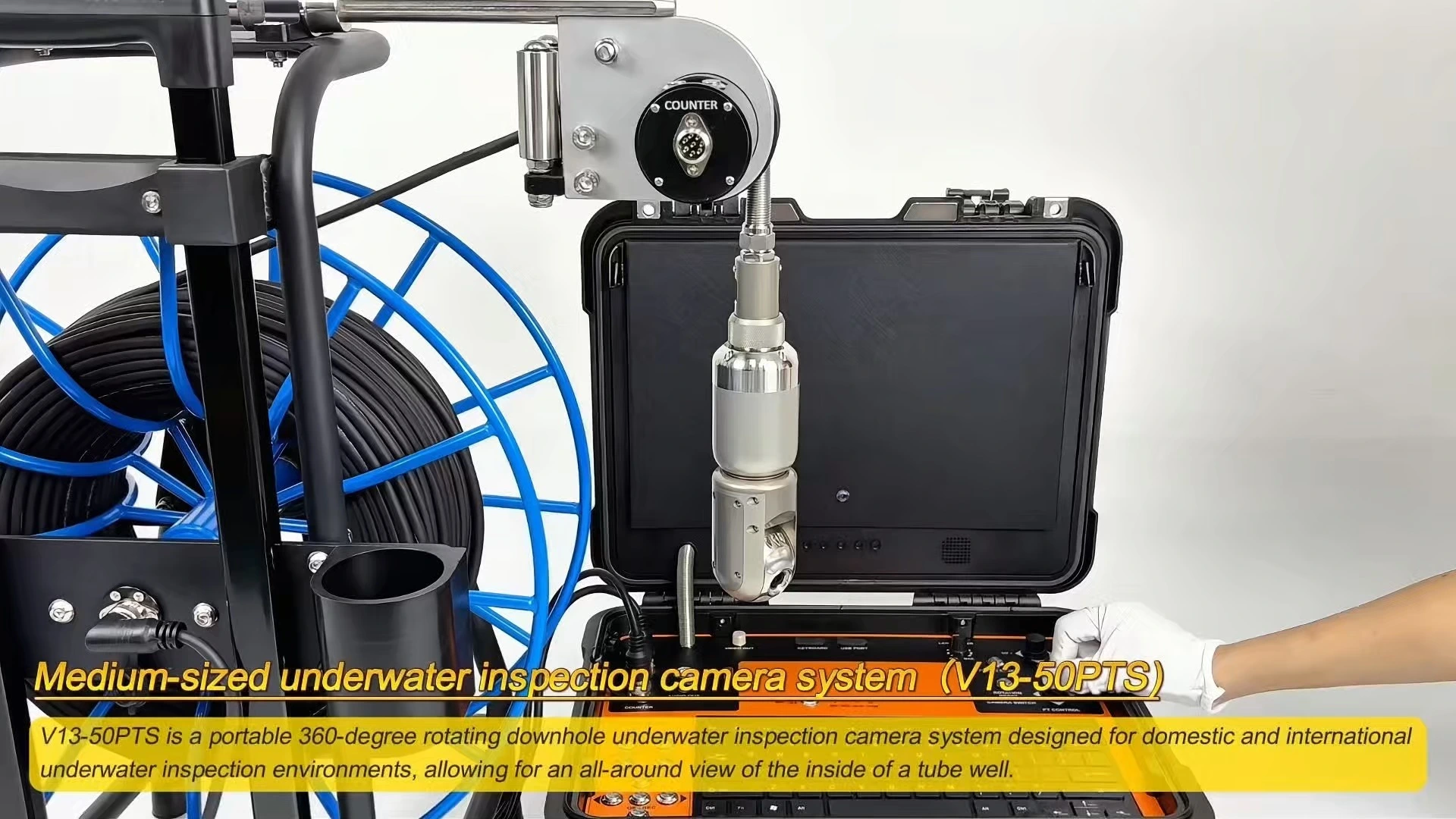 50mm AHD 100m-200m 360 Degree View Pan Tilt Water Well Inspection Camera 1