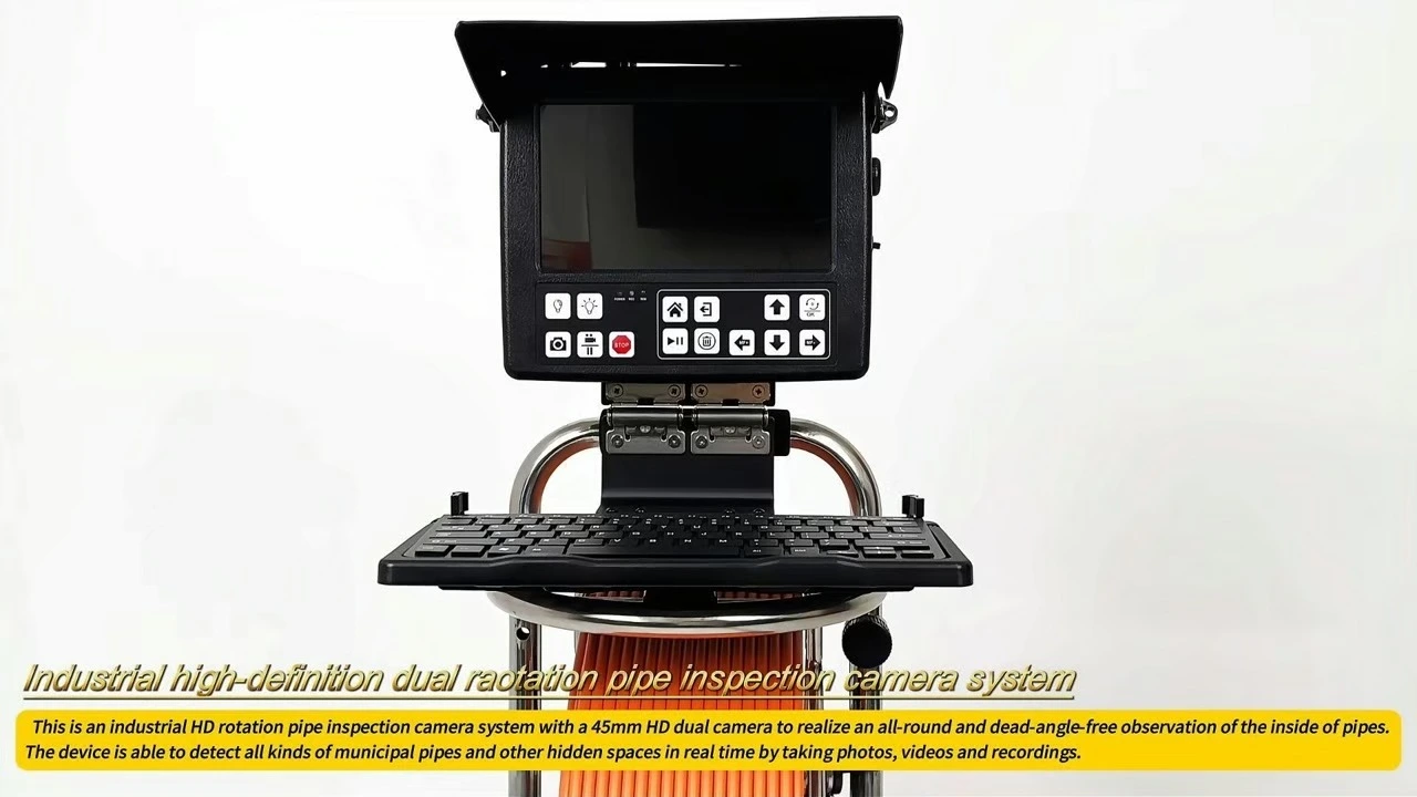 45mm AHD 60m-150m Dual View Rotatry Pipe Inspection Camera System 1