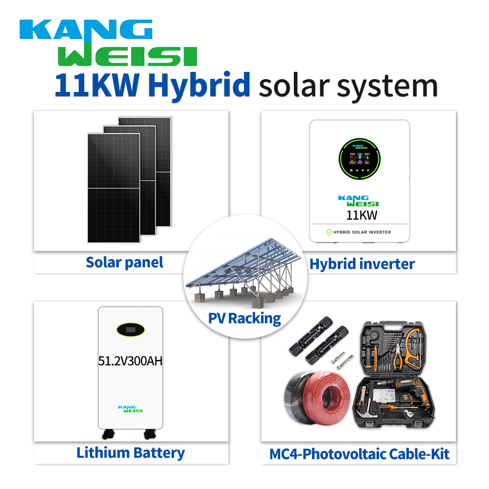 Système de production d'énergie solaire Complete Home Pv Generation System Design 11kw Système solaire hybride 4