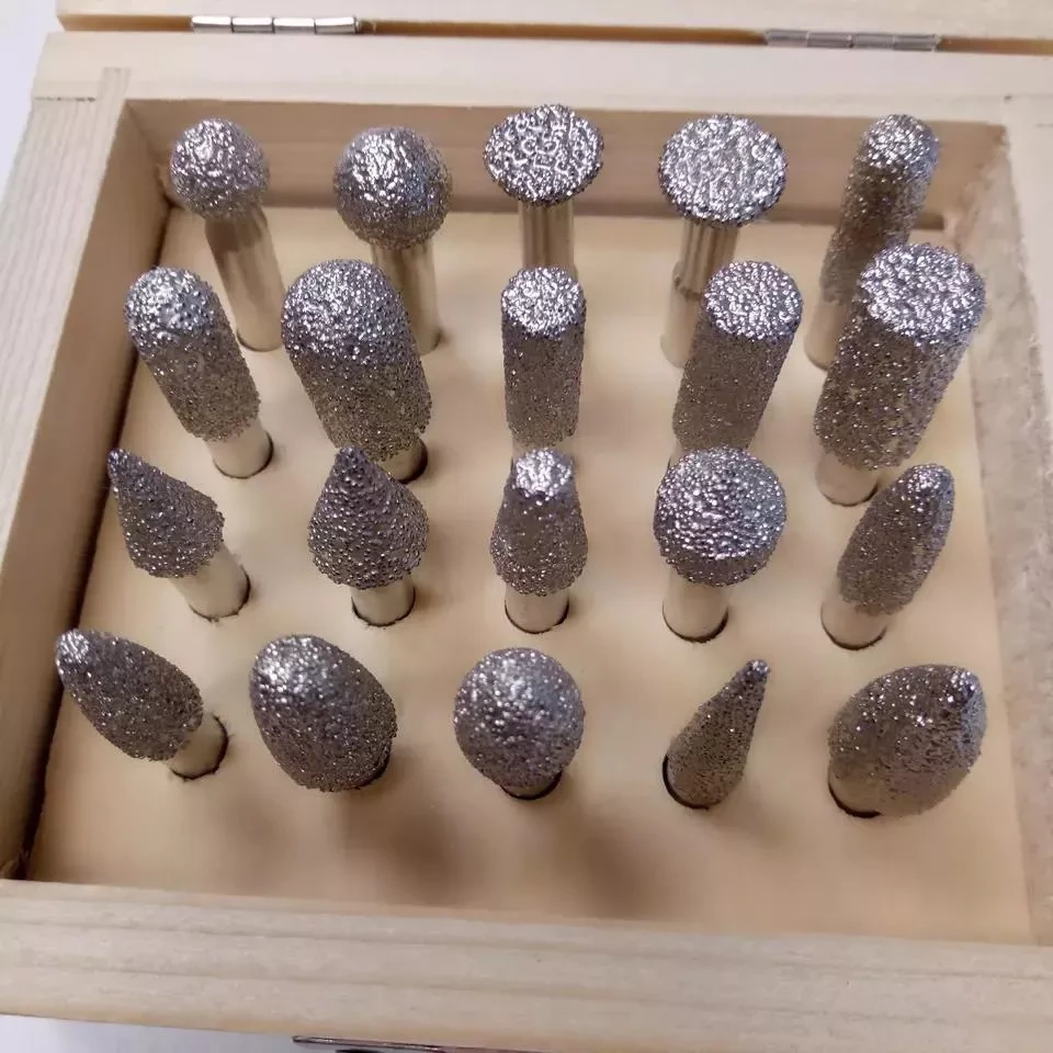 Set di punte montate per utensili diamantati brasati sotto vuoto per intaglio della pietra per marmo granito 1