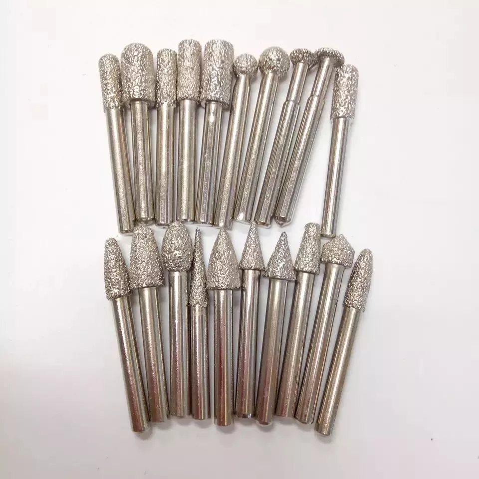 Set di punte montate per utensili diamantati brasati sotto vuoto per intaglio della pietra per marmo granito 3