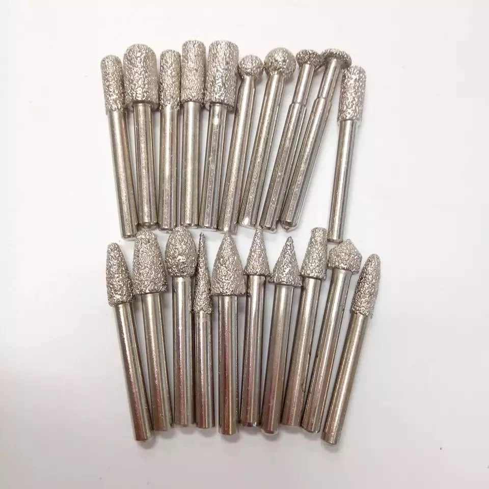 Set di punte montate per utensili diamantati brasati sotto vuoto per intaglio della pietra per marmo granito 3
