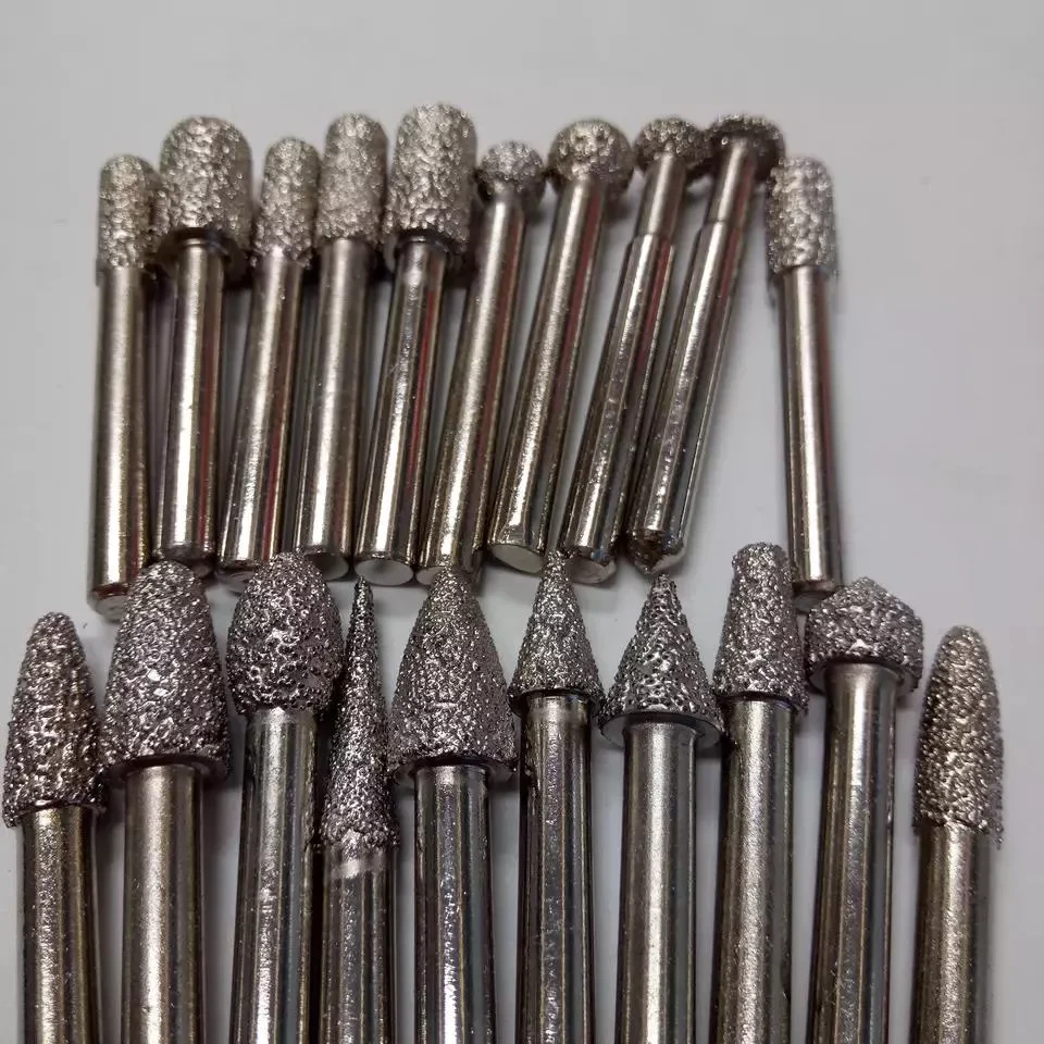 Set di punte montate per utensili diamantati brasati sotto vuoto per intaglio della pietra per marmo granito 5