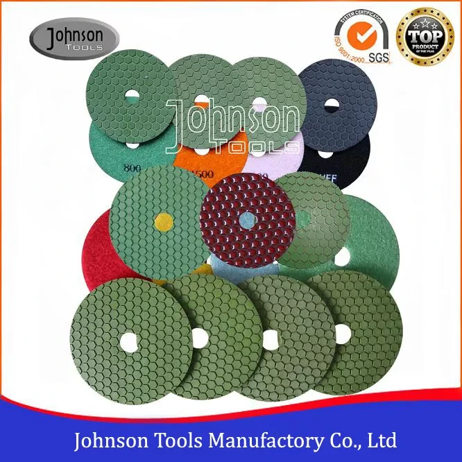 Johnson Tools 75–180 mm Diamantharz-Pad, flexibles Trockenpolierpad zum Polieren von Marmor und Granit 1