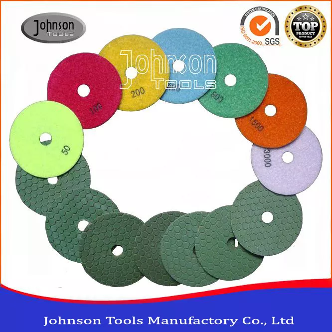 Johnson Tools 75-180mm Diamond Resin Pad Pad Penggilap Kering Fleksibel Menggilap Marmar dan Granit 3