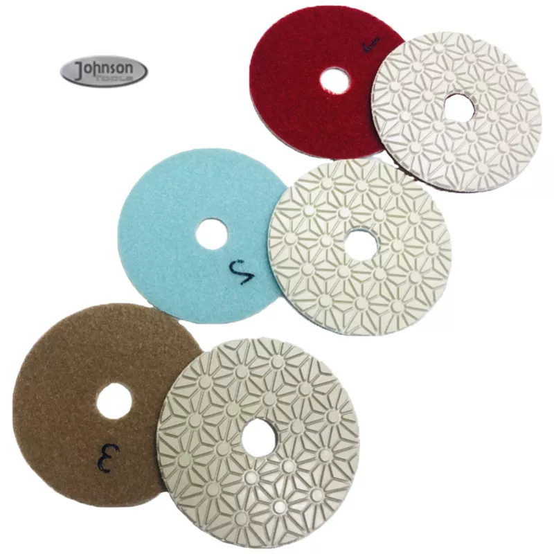 Tampone per lucidatura diamantato in marmo bagnato a 3 fasi durevole da 100 mm per piastrelle in ceramica di porcellana Tamponi per lucidatura in resina diamantata in pietra di marmo 1