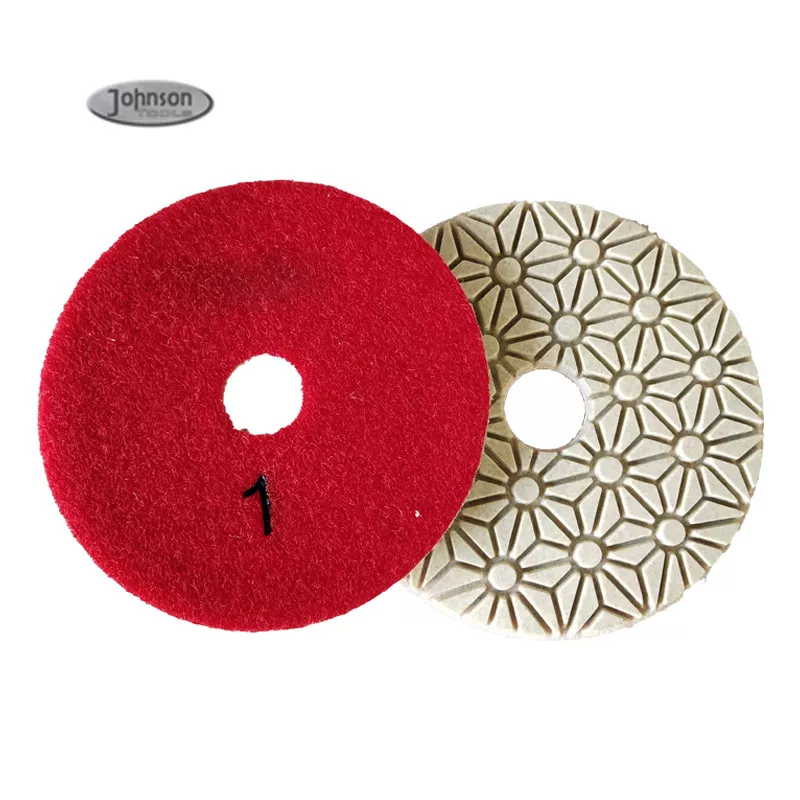 Tampone per lucidatura diamantato in marmo bagnato a 3 fasi durevole da 100 mm per piastrelle in ceramica di porcellana Tamponi per lucidatura in resina diamantata in pietra di marmo 2