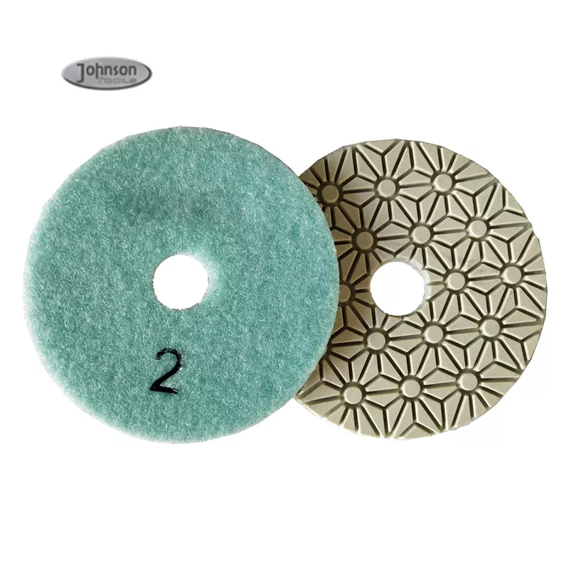 Tampone per lucidatura diamantato in marmo bagnato a 3 fasi durevole da 100 mm per piastrelle in ceramica di porcellana Tamponi per lucidatura in resina diamantata in pietra di marmo 3