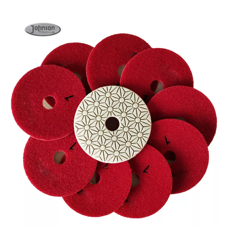 Tampone per lucidatura diamantato in marmo bagnato a 3 fasi durevole da 100 mm per piastrelle in ceramica di porcellana Tamponi per lucidatura in resina diamantata in pietra di marmo 6