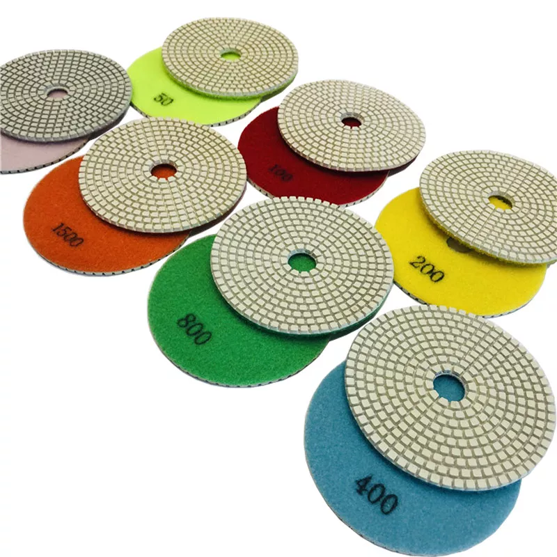 Tampone per lucidatura diamantato in marmo bagnato a 7 passaggi Premium da 5 '' per piastrelle in ceramica di porcellana Tamponi per lucidatura in resina diamantata in pietra di marmo 2