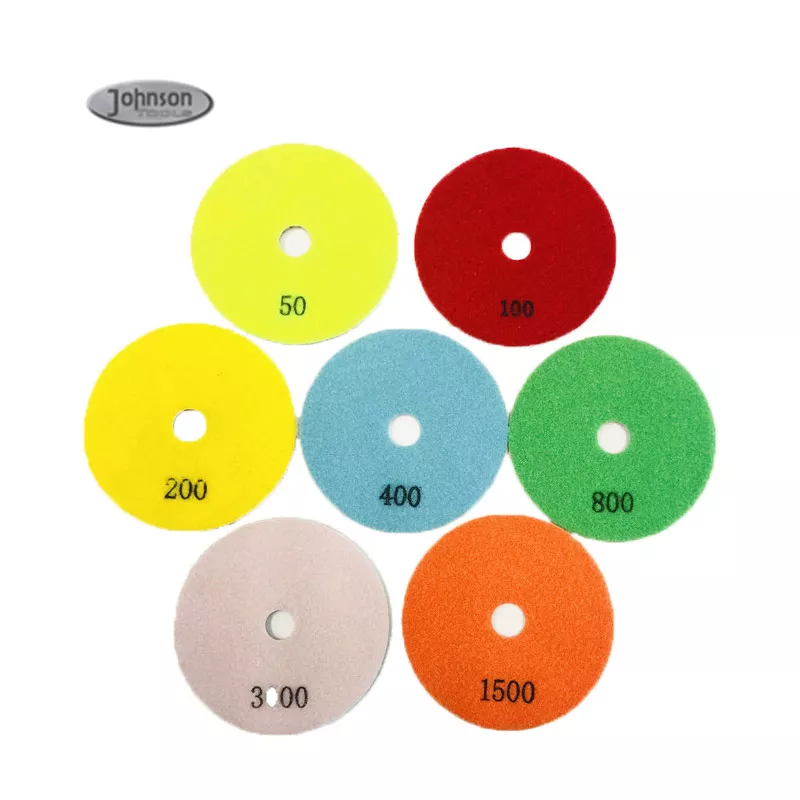 Tampone per lucidatura diamantato in marmo bagnato a 7 passaggi Premium da 5 '' per piastrelle in ceramica di porcellana Tamponi per lucidatura in resina diamantata in pietra di marmo 3