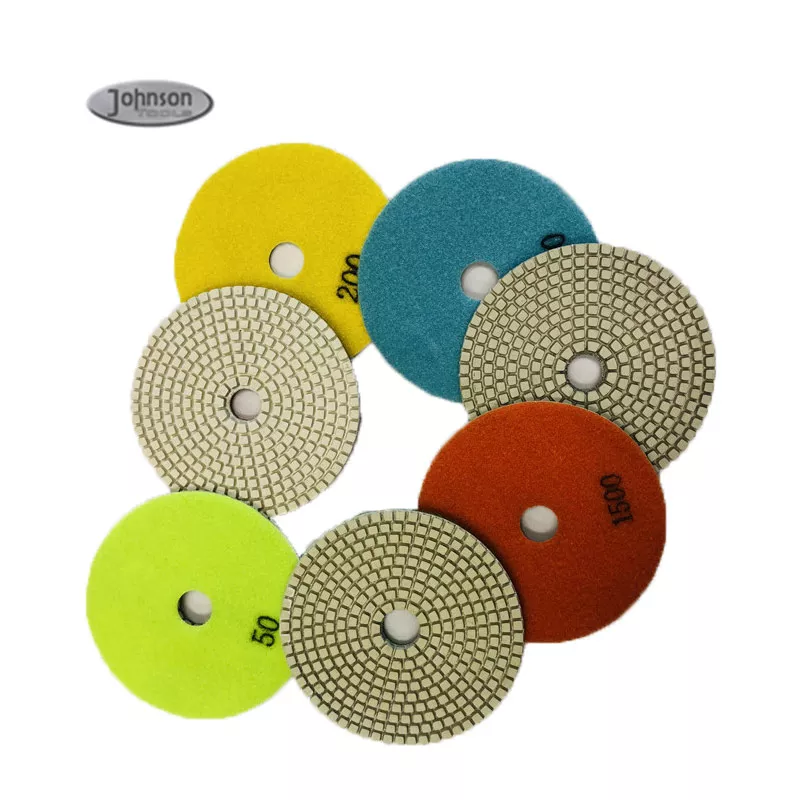 Tampone per lucidatura diamantato in marmo bagnato a 7 passaggi Premium da 5 '' per piastrelle in ceramica di porcellana Tamponi per lucidatura in resina diamantata in pietra di marmo 5