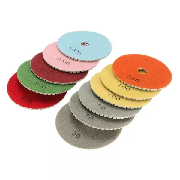 Johnson Tools – outils abrasifs pour pierre, tampons de polissage en résine diamant humide de 4 pouces pour granit, marbre, céramique 3