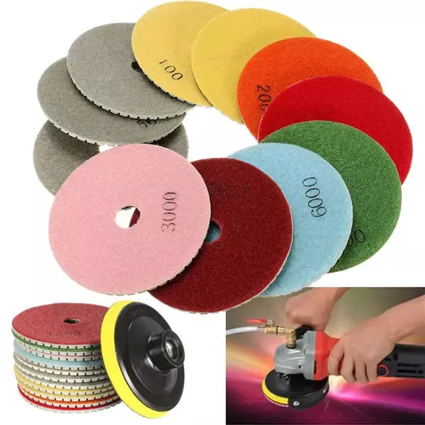 Johnson Tools – outils abrasifs pour pierre, tampons de polissage en résine diamant humide de 4 pouces pour granit, marbre, céramique 2