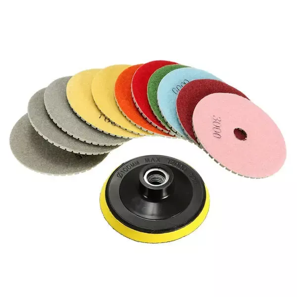 Johnson Tools – outils abrasifs pour pierre, tampons de polissage en résine diamant humide de 4 pouces pour granit, marbre, céramique 5