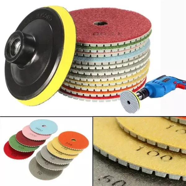Johnson Tools – outils abrasifs pour pierre, tampons de polissage en résine diamant humide de 4 pouces pour granit, marbre, céramique 6