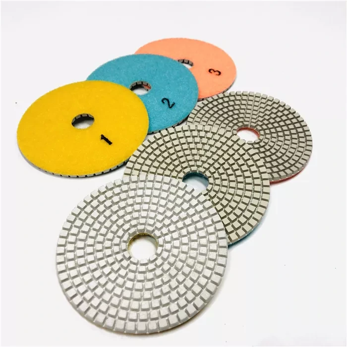 Johnson Tools 3 Schritte 4 Stein-Diamant-Schleifwerkzeuge Weiße Polierpads zum Nasspolieren von Granit und Marmor 1